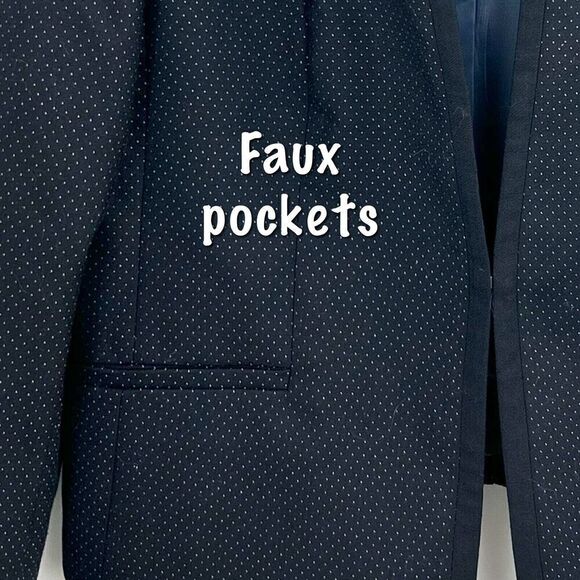 Talbots Blazer Navy Blue Wool Blend Polka Dot Jacket Blazer Size 12 - Picture 6 of 13